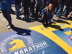 Posing at the Boston Marathon finish line a couple (?) days before the event!