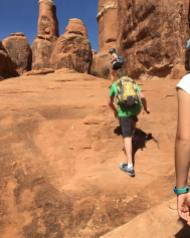 Hiking the Fiery Furnace in Arches NP--NOT a fan of the addition of arrows to guide you through.